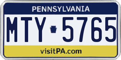 PA license plate MTY5765