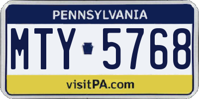 PA license plate MTY5768