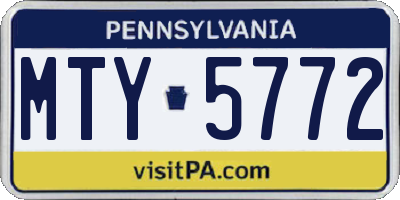 PA license plate MTY5772