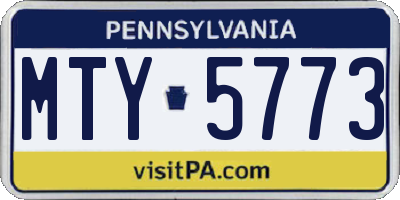PA license plate MTY5773