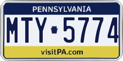 PA license plate MTY5774