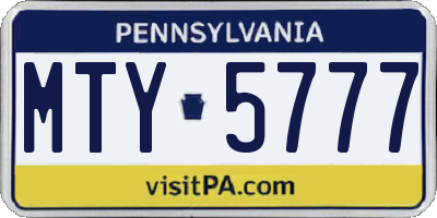PA license plate MTY5777