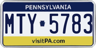 PA license plate MTY5783