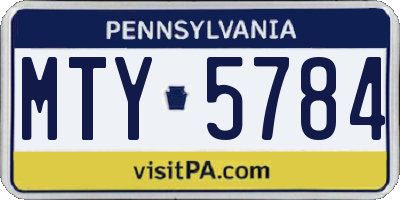 PA license plate MTY5784