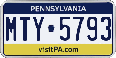 PA license plate MTY5793