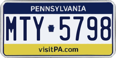 PA license plate MTY5798