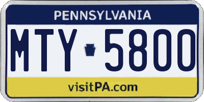 PA license plate MTY5800