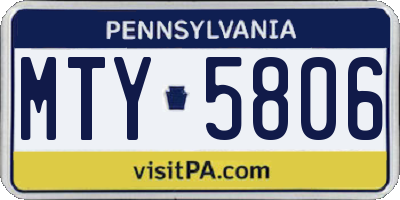 PA license plate MTY5806