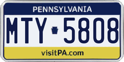 PA license plate MTY5808