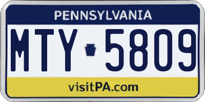 PA license plate MTY5809