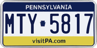 PA license plate MTY5817