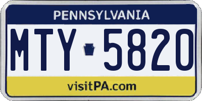 PA license plate MTY5820