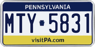 PA license plate MTY5831