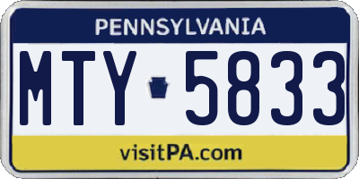 PA license plate MTY5833