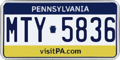 PA license plate MTY5836