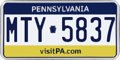 PA license plate MTY5837