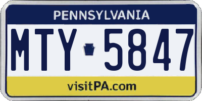 PA license plate MTY5847