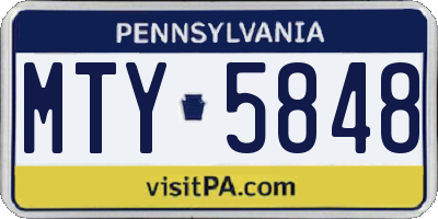 PA license plate MTY5848