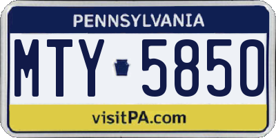 PA license plate MTY5850