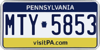 PA license plate MTY5853