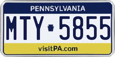 PA license plate MTY5855