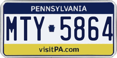 PA license plate MTY5864