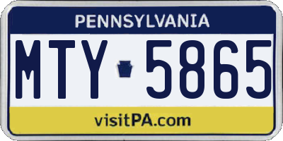 PA license plate MTY5865