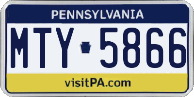 PA license plate MTY5866