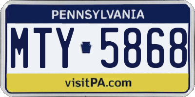 PA license plate MTY5868
