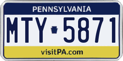 PA license plate MTY5871