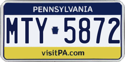PA license plate MTY5872