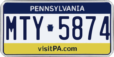 PA license plate MTY5874