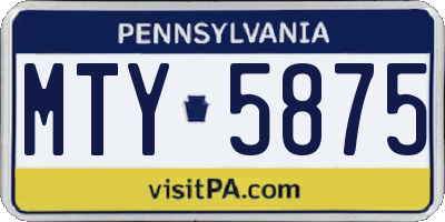 PA license plate MTY5875