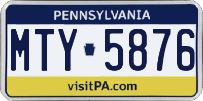 PA license plate MTY5876