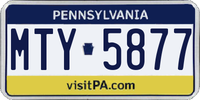 PA license plate MTY5877