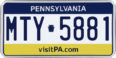 PA license plate MTY5881