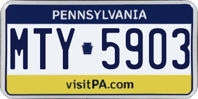 PA license plate MTY5903