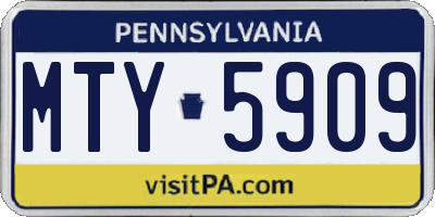 PA license plate MTY5909