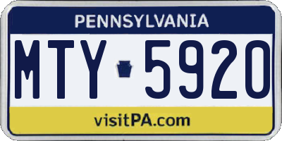 PA license plate MTY5920