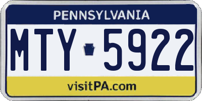 PA license plate MTY5922