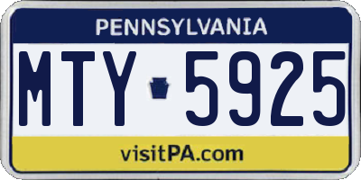 PA license plate MTY5925