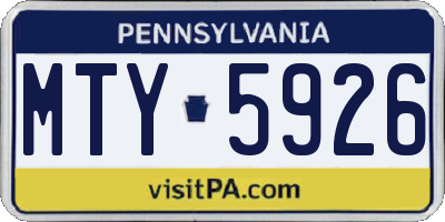 PA license plate MTY5926