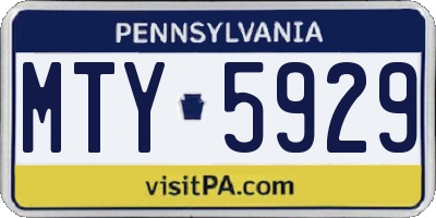 PA license plate MTY5929