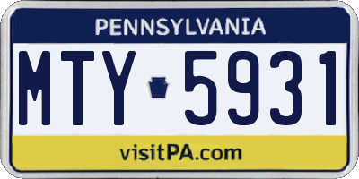 PA license plate MTY5931