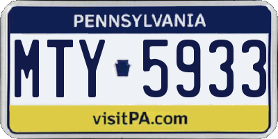 PA license plate MTY5933