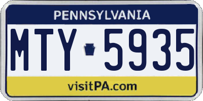PA license plate MTY5935