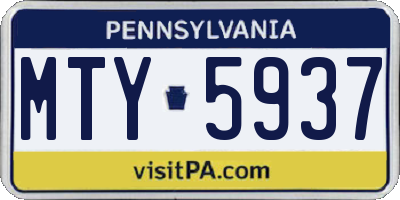 PA license plate MTY5937