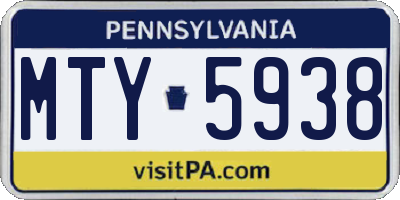 PA license plate MTY5938