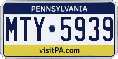 PA license plate MTY5939