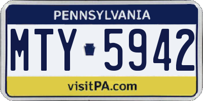 PA license plate MTY5942